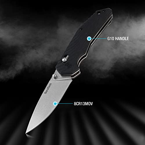 Duratech Folding Pocket Knife, Edc Pocket Knife With Stainless Steel Blade, G10 Handle Folding Knives, Drop Point Blade, Carry Pocket Clip #TOP3