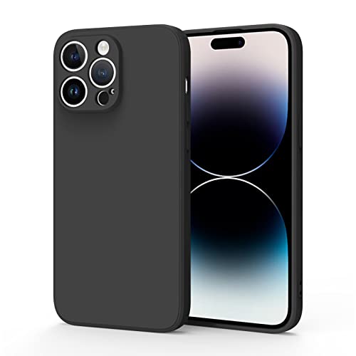 Vancle Coque Compatible pour iPhone 14 Pro Max, Étui en Silicone avec Doublure en Microfibre Souple, Conception Spéciale de Bord Droit (Noir)