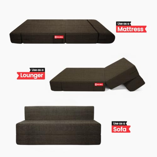 Image of CELLBELL Comfy Sofa Cum Bed 5x6 Feet | Foldable Dual Use Couch Bed with Soft Cushions, Washable Fabric Cover & Sturdy Frame | Space Saving Modern Design for Living Room, Bedroom & Guest Use (Grey)
