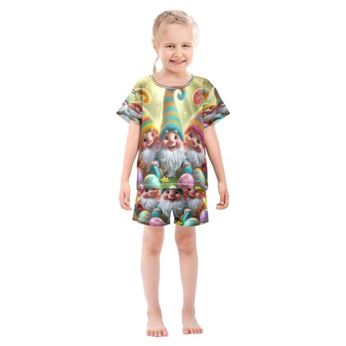 Gnomes Easter Eggs Pajama Set Short Sleeve Pajamas Shorts Sets Cotton PJS 2 Piece Clothes Set 5Y3