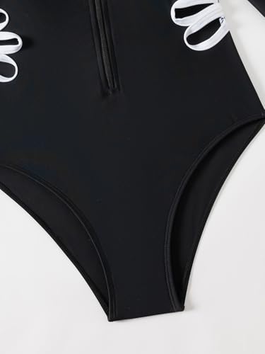 SEGT Girl's One Piece Rash Guard Long Sleeve Swimsuits Bathing Suit4