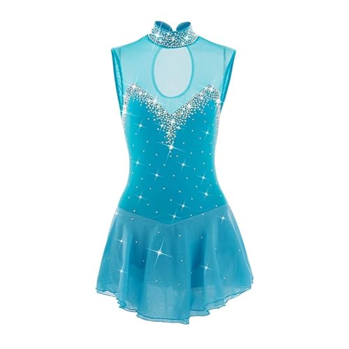 Robe de patinage artistique sans manches pour briller en costume de compétition