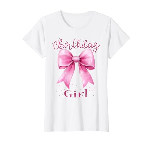 Pink Coquette Bow Birthday Girl Aesthetic Girly Camiseta