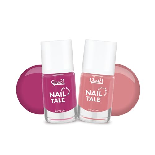 Image of Glam21 Nail Tale- Nail Lacquer|Multicolor|Quick Drying Nail Polish| Glossy Gel Finish Nail Kit | Highly Pigmented & Long Lasting | Chip Resistance|9ml Each| Pack Of 2 (Shade-05-31)