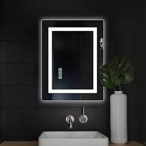 16×20 Inch LED Bathroom Mirror Frameless Vanity Mirror with Lights Backlit and Frontlit Dimmable Anti-Fog (Auto Off) Memory Makeup Wall Mirror for Bedroom Cloakroom Living Room