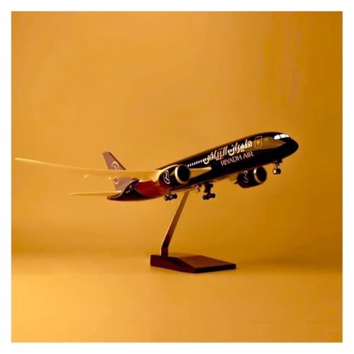 Modelo de avión grande Air B787 Riyadh coleccionable con luces para vitrina