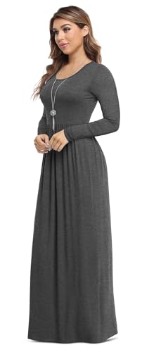 Image of VIISHOW Women's Long Sleeve Loose Plain Maxi Dresses Casual Long Dresses with Pockets