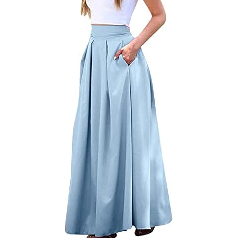 Damen Bodenlanges Kleid A Linie Solid vielseitige Maxi Langer Rock hohe Taille Pailettenrock Damen Cover