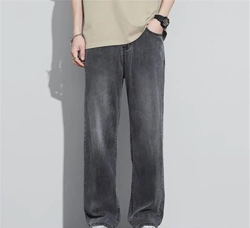 Men's Lyocell Jeans Straight Denim Pants Loose Thin Washed Vintage Trousers Spring Summer Casual Wear2