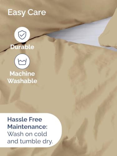 Image of Duvet Cover Oversized Queen Size - 3 Piece with Zipper Closure - Beige