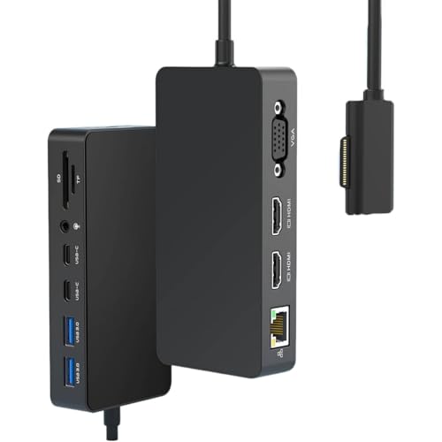 Image of Rocketek Surface Pro Docking Station, Microsoft Surface Triple Display (2 HDMI 4K+VGA) Dock, Surface pro Accessories for Surface Pro 9 /8 /X /7 /6 /5 /4 /3, Surface Book 3 /2 /1,Surface Laptop go /5 /4 /3 /2