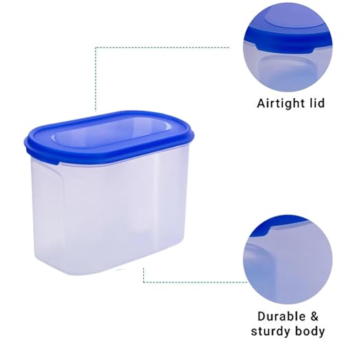Image of Sulfar Oval Modular Plastic Storage Containers with Lid, Set of 5 (Blue)