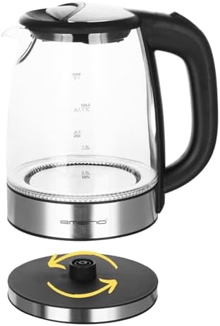 Bild 2 - EMERIO Glas Wasserkocher mit 1.7 Liter Volumen | 2200 Watt | blaue LED Innenbeleuchtung | 360° Basis | SIEGER Preis/Leistung Haus & Garten Test | bestes Borosilikatglas | BPA frei | WK-119988.7