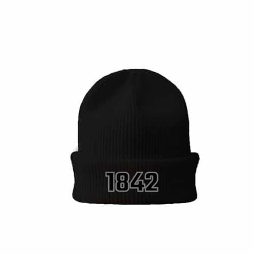 Bonnet 1842 Year Cuffed Beanie noir tricoté chaud pour homme et femme