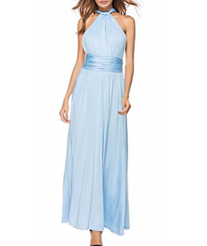 Image of Sexyshine Women's Backless Gown Dress Convertible Multi-Way Wrap Halter Cocktail Dress Bandage Bridesmaid Long Dresses