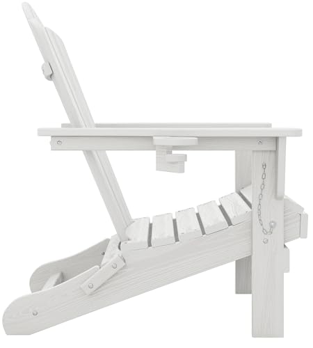 image for KINGYES Folding Adirondack Chair, HDPE All-Weather Patio Chairs with C