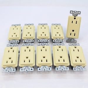 #US 10 Ivory Commercial Decorator Receptacle 5-15R 2P3W 15A 125V B&S DECB15I