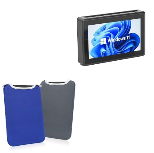 BoxWave Case Compatible with HEIGAOLA Mini PC Windows 11 PRO Intel N5095 (5.5 in) - SlipSuit, Soft Slim Neoprene Pouch Protective Case Cover - Super Blue/Charcoal Grey (Reversible)