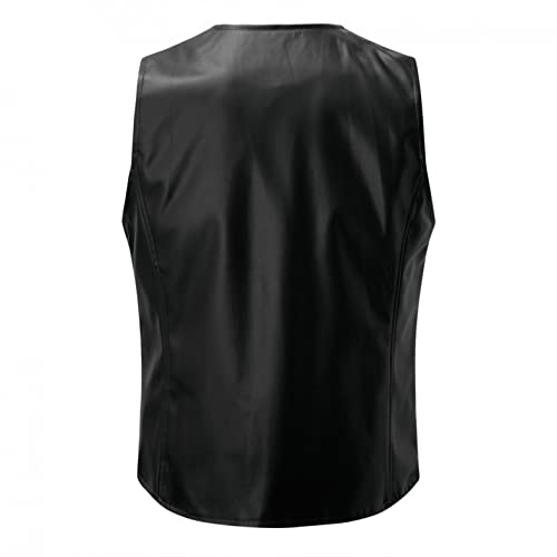 Men's V Neck Western Cowboy Vest Faux Leather Suit Vest Button Down Waistcoat Slim Fit Vintage Sleeveless Vest Jacket4