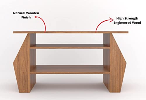 Image of MAMTA DECORATION Engineered Wood Coffee Table with Shelf and Pocket Storage Multipurpose Sofa Table Wooden Centre Table for Bedroom Living Room Home (Teak Finish)