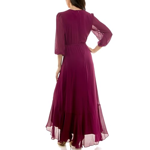 Image of Maison Tara Women's V-Neck Ruffle Faux Wrap Maxi Dress