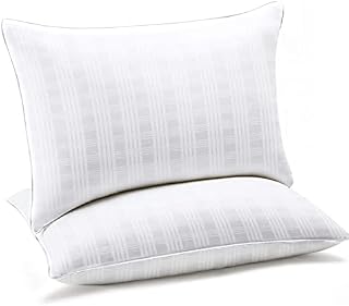 TENSWALLXCJC Bed Sleeping Pillows 2 Pack: Hotel Silent Pillows Firm Support Pillows Soft, Machine Washable, Hypoallergenic, for Neck Shoulder Pain Side and Back Sleepers, White, Standard (HFZ3)