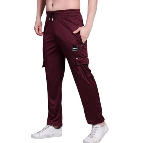 Image of Lycra Blend Cargo Track Pant for Men | Multi Pocket Lycra Stretch Fabric | Comfortable Stylish Joggers for Running Sports Casual Wear | Boys Gym Lower Activewear