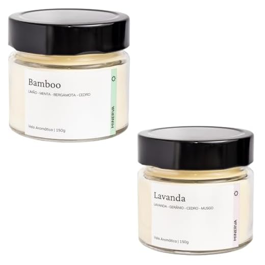 Kit 2 velas aromaticas perfumadas de Lavanda e Bamboo - 145g cada - MINERVA CANDLES