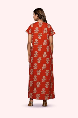 Image of NIHSAMAH Cotton Nighty for Women - Printed Stylish Night Gown, Comfortable Sleepwear Long Nightwear, Maxi