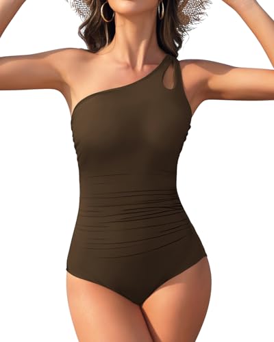 Image of Century Star One Shoulder One Piece Swimsuit Women Teen Girls Tummy Control 2024 Bathing Suits Modest Full Coverage Swimwear