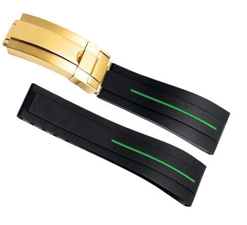Bracelet montre caoutchouc 21mm pour Rolex Sport boucle or