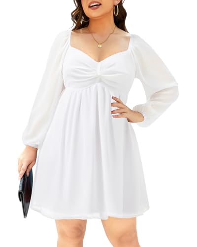 Pinup Fashion Plus Size Summer White Dresses Women...