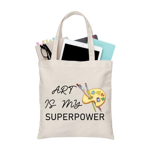 Bolso tote artístico BDPWSS para profesores y amantes del arte — 'Art Is My Superpower', ideal como regalo para estudiantes de pintura y viajes miniatura 1
