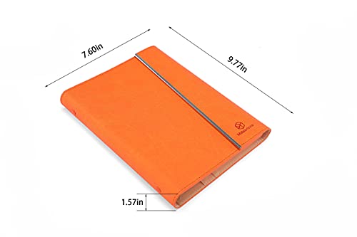 Melsbrinna 6 Ring Binder Refillable Diary for Women/Men, A5 Notebook Binder, Premium PU Leather Personal Organizer Notebook Planner for Travel/Work,Writing Journal/Notepads, Card Pockets(Orange)