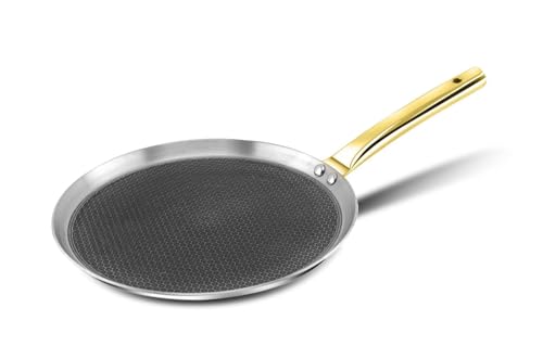 Image of TOP-10 Golden Touch Honeycomb Triply Dosa Tawa 28 cm | 2.5 mm Thick Stainless Steel | Induction & Gas Compatible | 2 Years Warranty