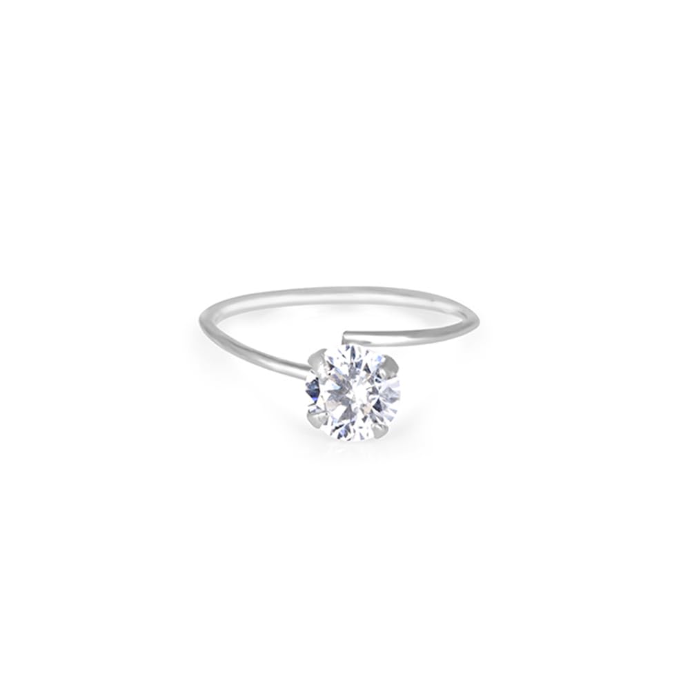 touch925 Crystal Shine Nose Pin for Women & Girls | Pure 925 Sterling Silver Nose Stud | Single Sparkling CZ Stone | Hypoallergenic, Anti-Tarnish Jewellery-picture-16
