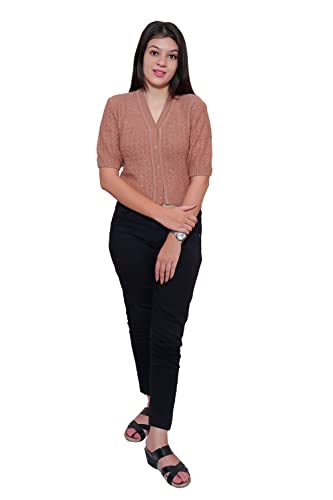 Image of Women's Hosiery Woolen Solid Half Sleeve Sweater Blouse