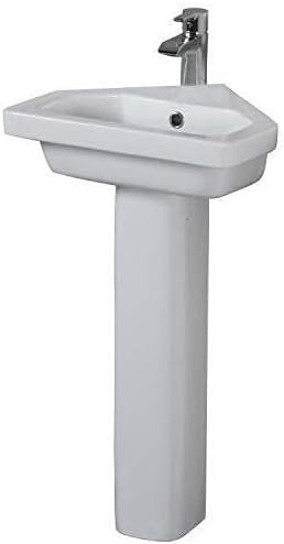 HomeStock 14" Vitreous China Basin - Modern Corner Lavatory - Minimalist Bathroom Design