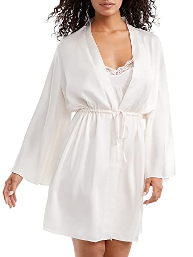Flora Nikrooz Ember Solid Luxe Woven Wrap Robe, S, Antique Ivory #TOP11