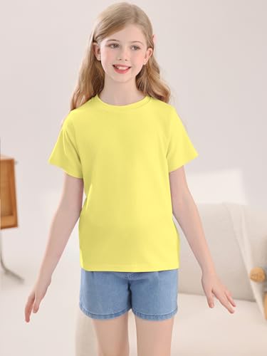 Image of Girls Summer Short Sleeve T Shirts Kids Basic Tees Crewneck Tops 5-14 Years