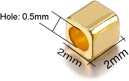 100 Pieces 2mm Cube Spacer Beads for Jewelry Making Brass Spacer Beads Loose Spacer Beads Square Spacer Beads for DIY Craft Bracelet Necklace Jewelry Making, 0.5mm Hole, Gold - Image 3