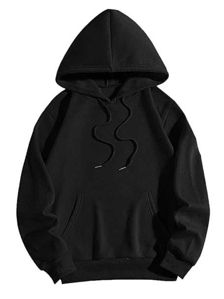 rravayki Men's Fleece Hooded Hoodie Black-picture-24