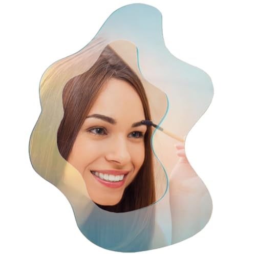 Espejo acrílico irregular para decoración de pared, espejo de pared asimétrico arcoíris en forma de onda, tocador decorativo moderno para sala de estar, baño, dormitorio, entrada
