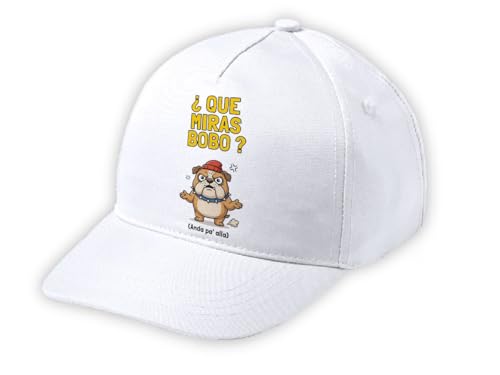 MERCHANDMANIA Gorra Blanca Niño Frase Graciosa Que miras Bobo anda pa Alla Blanca Kid Cap