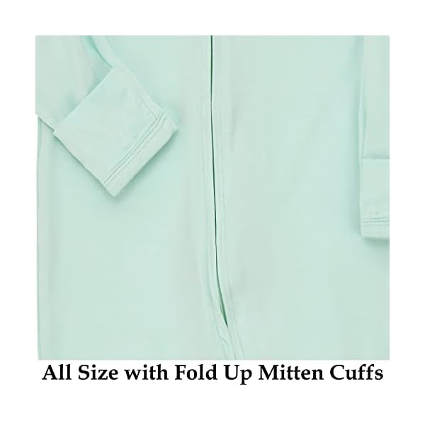 Aablexema Baby Zipper Pajamas Bamboo Rayon, 3pcs Unisex Infant Onesie with Mitten Long Sleeve Footed Pjs