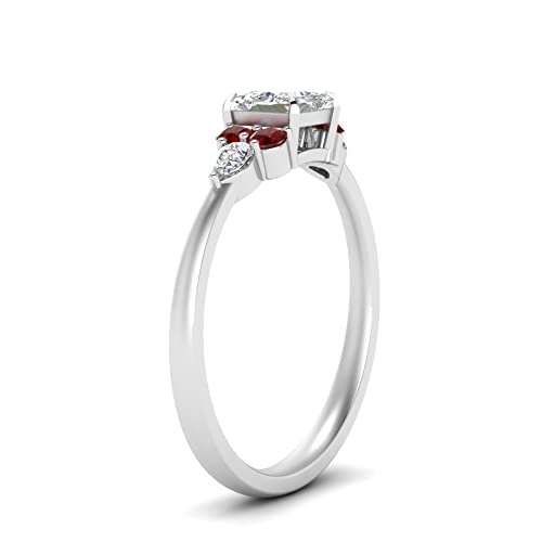 Image of Choose Your Gemstone Princess Shape Accented Engagement Ring 925 Sterling Silver Minimal Modern Design Birthday Gift Wedding Gift Side Stone Engagement Rings : US Size 4 to 12