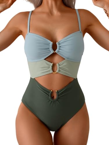 Eomenie One Piece Swimsuit for Women Ring Linked Monokini Sexy Bathing Suit Cutout Swim Suit