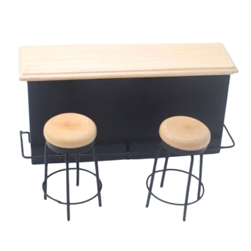 VALICLUD Prop De Fotografía 1 Juego Barra De Casa Taburete Pequeño Muebles Decoraciones para Salas De Casa Mini Juguetes Taburete De Bar Taburetes Sillas Escala Miniatura Madera