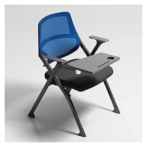 Fauteuil de conférence bleu rembourré avec dossier ergonomique et assise rabattable