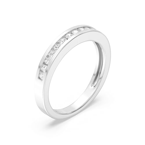 GILDED 925 Sterling Silver Anniversary Bands for Women 1, 1/2, 1/4, 1/10 Carat Lab Grown Diamond | Anniversary Wedding Band | Promise Rings | Eternity Stackable Rings for Women Size 72